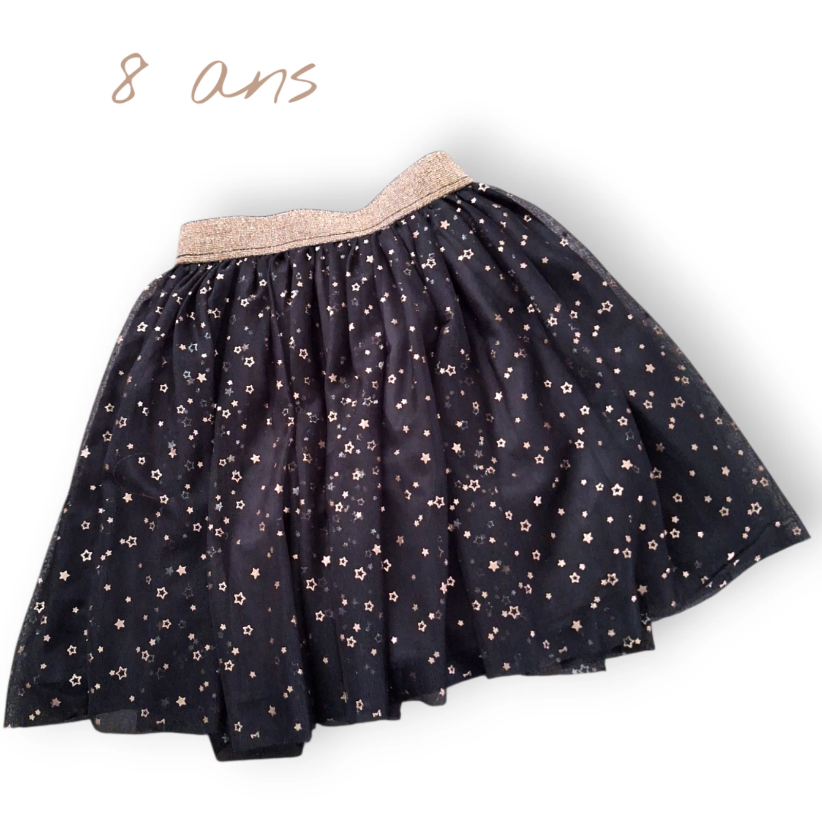 🌌 Jupe noire étoilée – Taille 8 ans 🌌